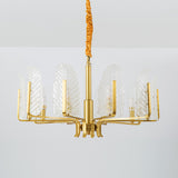 6/8/10-Head Leaf Chandelier Lamp Postmodern Brass Textured Glass Pendant Light Fixture Clearhalo 'Ceiling Lights' 'Chandeliers' 'Modern Chandeliers' 'Modern' Lighting' 2010725