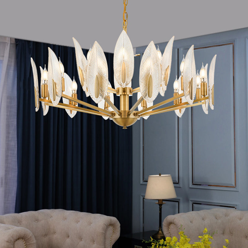 Leaf Shaped Living Room Chandelier Postmodern Crystal 6/8/18 Lights Brass Hanging Lamp Clearhalo 'Ceiling Lights' 'Chandeliers' 'Modern Chandeliers' 'Modern' Lighting' 2010729