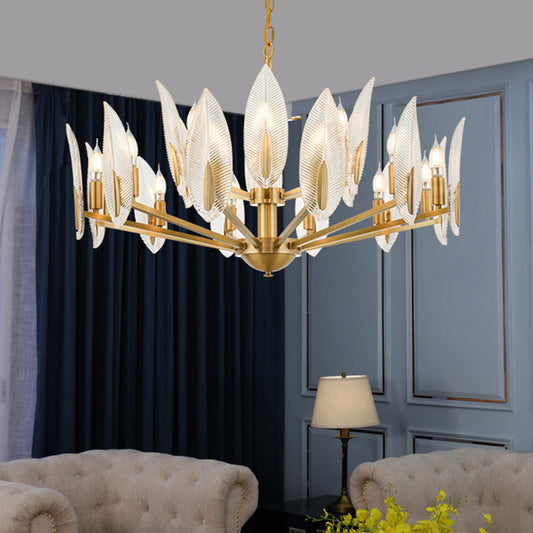 Leaf Shaped Living Room Chandelier Postmodern Crystal 6/8/18 Lights Brass Hanging Lamp Clearhalo 'Ceiling Lights' 'Chandeliers' 'Modern Chandeliers' 'Modern' Lighting' 2010729