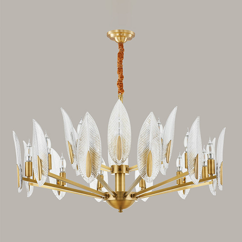 Leaf Shaped Living Room Chandelier Postmodern Crystal 6/8/18 Lights Brass Hanging Lamp Clearhalo 'Ceiling Lights' 'Chandeliers' 'Modern Chandeliers' 'Modern' Lighting' 2010731
