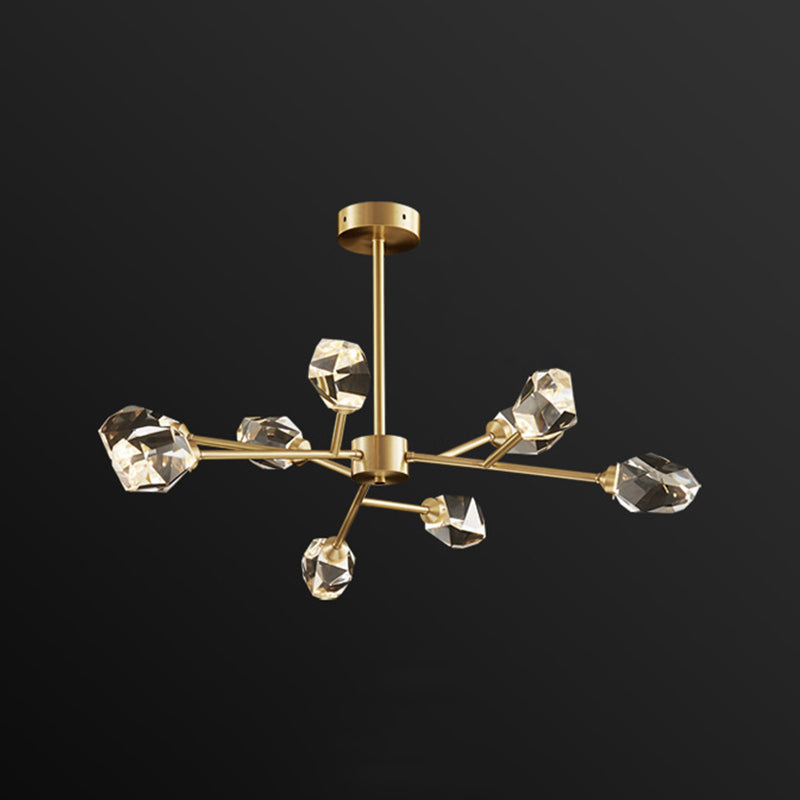 K9 Crystal Gem Chandelier Post-Modern 6/9/18-Head Living Room Ceiling Suspension Lamp in Gold Clearhalo 'Ceiling Lights' 'Chandeliers' 'Modern Chandeliers' 'Modern' Lighting' 2010771