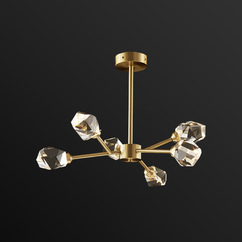K9 Crystal Gem Chandelier Post-Modern 6/9/18-Head Living Room Ceiling Suspension Lamp in Gold Clearhalo 'Ceiling Lights' 'Chandeliers' 'Modern Chandeliers' 'Modern' Lighting' 2010773