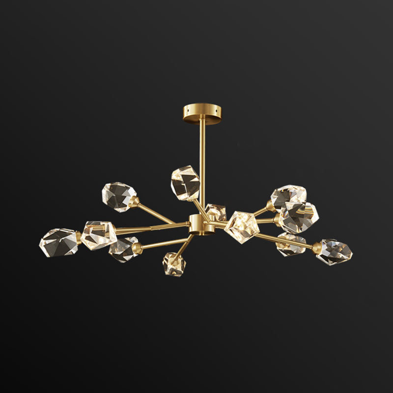 K9 Crystal Gem Chandelier Post-Modern 6/9/18-Head Living Room Ceiling Suspension Lamp in Gold 12 Gold Clearhalo 'Ceiling Lights' 'Chandeliers' 'Modern Chandeliers' 'Modern' Lighting' 2010774