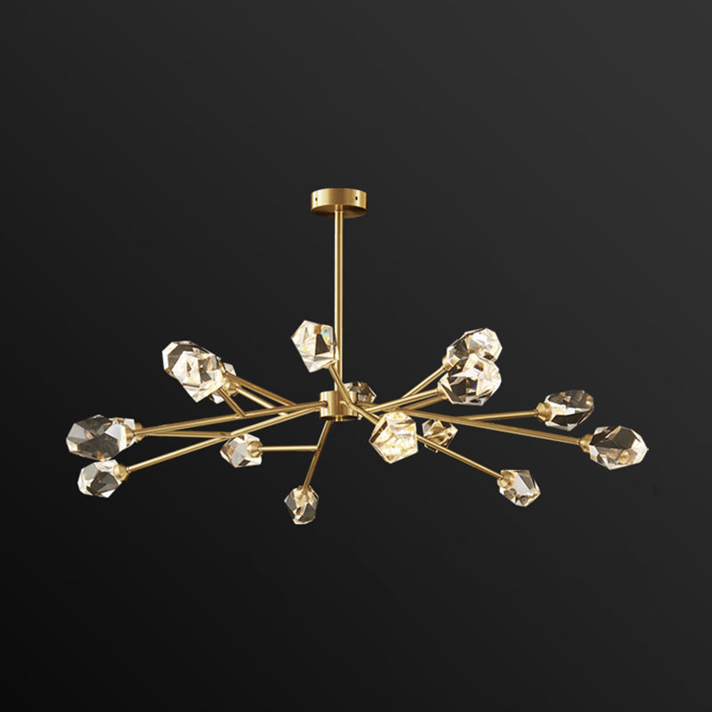 K9 Crystal Gem Chandelier Post-Modern 6/9/18-Head Living Room Ceiling Suspension Lamp in Gold 18 Gold Clearhalo 'Ceiling Lights' 'Chandeliers' 'Modern Chandeliers' 'Modern' Lighting' 2010775