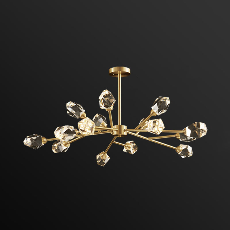 K9 Crystal Gem Chandelier Post-Modern 6/9/18-Head Living Room Ceiling Suspension Lamp in Gold Clearhalo 'Ceiling Lights' 'Chandeliers' 'Modern Chandeliers' 'Modern' Lighting' 2010776