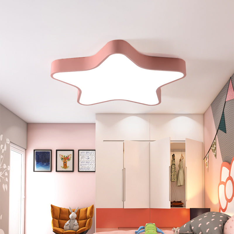 Acrylic Star Shade Flush Light Fixture Contemporary LED Close to Ceiling Lamp for Bedroom Pink Clearhalo 'Ceiling Lights' 'Close To Ceiling Lights' 'Close to ceiling' 'Flush mount' Lighting' 2010781