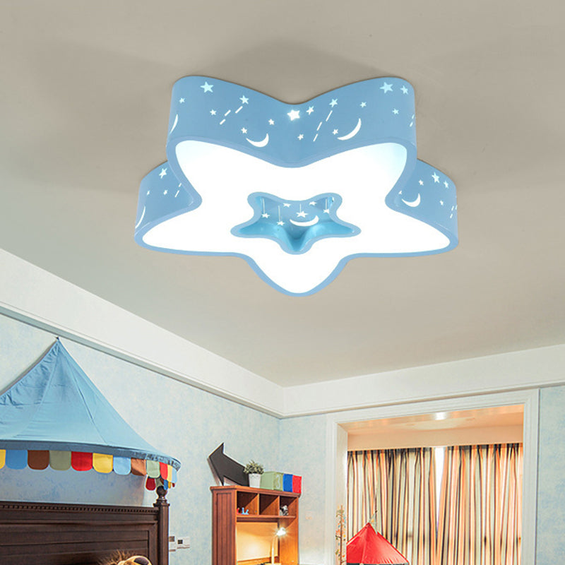 Star Flush Mount Lighting Modernist Acrylic LED Ceiling Flush for Children Bedroom Blue Clearhalo 'Ceiling Lights' 'Close To Ceiling Lights' 'Close to ceiling' 'Flush mount' Lighting' 2010786