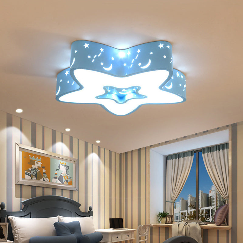Star Flush Mount Lighting Modernist Acrylic LED Ceiling Flush for Children Bedroom Clearhalo 'Ceiling Lights' 'Close To Ceiling Lights' 'Close to ceiling' 'Flush mount' Lighting' 2010787