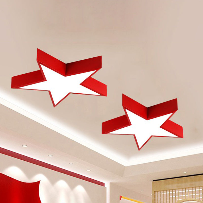 Red Pentastar Flush Ceiling Light Minimalist LED Acrylic Flush Mount Lighting for Meeting Room Red Clearhalo 'Ceiling Lights' 'Close To Ceiling Lights' 'Close to ceiling' 'Flush mount' Lighting' 2010797