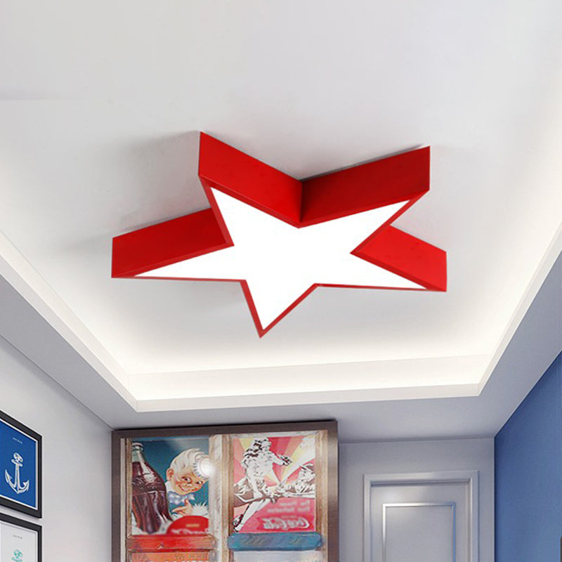 Red Pentastar Flush Ceiling Light Minimalist LED Acrylic Flush Mount Lighting for Meeting Room Clearhalo 'Ceiling Lights' 'Close To Ceiling Lights' 'Close to ceiling' 'Flush mount' Lighting' 2010798