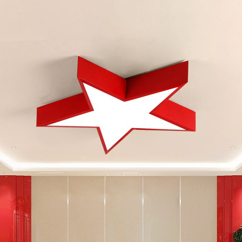 Red Pentastar Flush Ceiling Light Minimalist LED Acrylic Flush Mount Lighting for Meeting Room Clearhalo 'Ceiling Lights' 'Close To Ceiling Lights' 'Close to ceiling' 'Flush mount' Lighting' 2010799