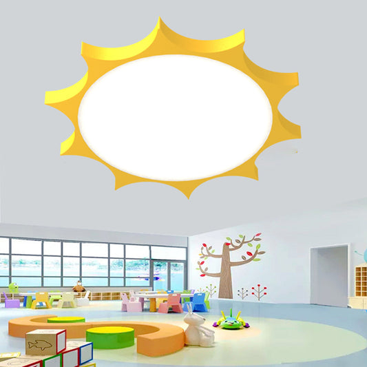 Simple LED Flush Mount Lamp Yellow Sun Ceiling Light Fixture with Acrylic for Kindergarten Clearhalo 'Ceiling Lights' 'Close To Ceiling Lights' 'Close to ceiling' 'Flush mount' Lighting' 2010801