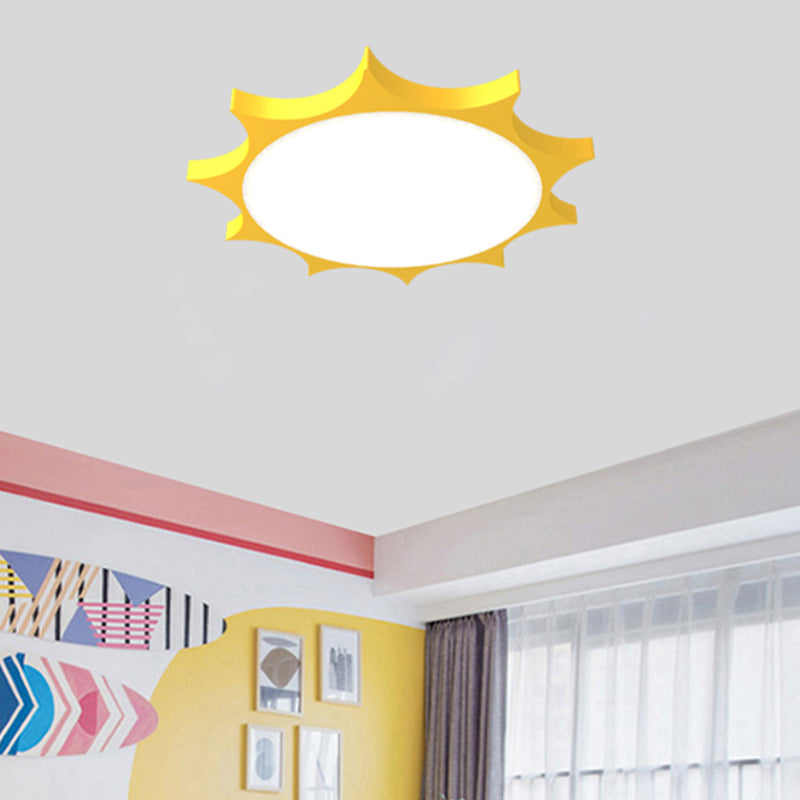 Simple LED Flush Mount Lamp Yellow Sun Ceiling Light Fixture with Acrylic for Kindergarten Clearhalo 'Ceiling Lights' 'Close To Ceiling Lights' 'Close to ceiling' 'Flush mount' Lighting' 2010803