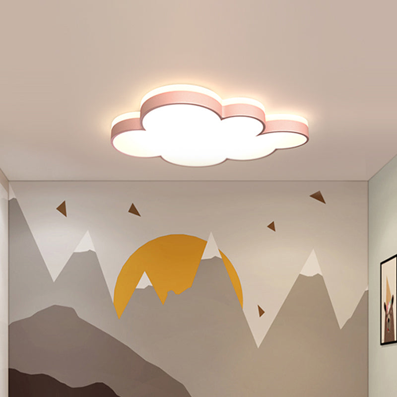 Cloud Flush Light Fixture Contemporary Acrylic LED Bedroom Close to Ceiling Lamp Pink Clearhalo 'Ceiling Lights' 'Close To Ceiling Lights' 'Close to ceiling' 'Flush mount' Lighting' 2010809