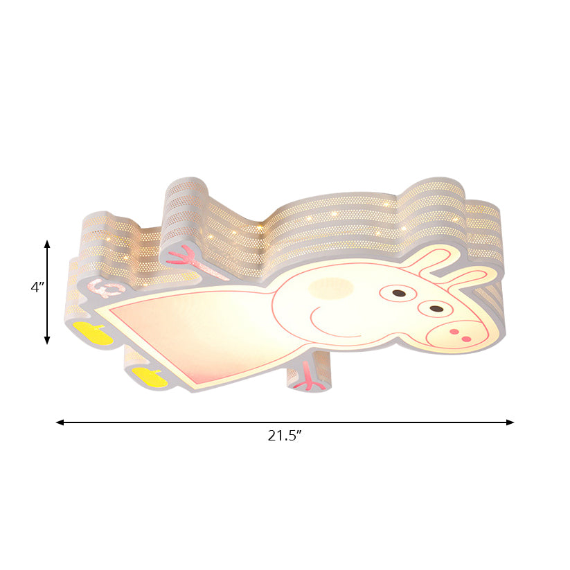Kid Bedroom Pig Shape Flush Mount Ceiling Light Acrylic Cartoon White Ceiling Lamp Clearhalo 'Ceiling Lights' 'Close To Ceiling Lights' 'Close to ceiling' 'Flush mount' Lighting' 201090
