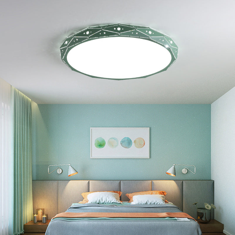 Nordic LED Flushmount Lighting Laser-Cut Round Ceiling Flush Mount Light with Acrylic Shade Green Clearhalo 'Ceiling Lights' 'Close To Ceiling Lights' 'Close to ceiling' 'Flush mount' Lighting' 2010936