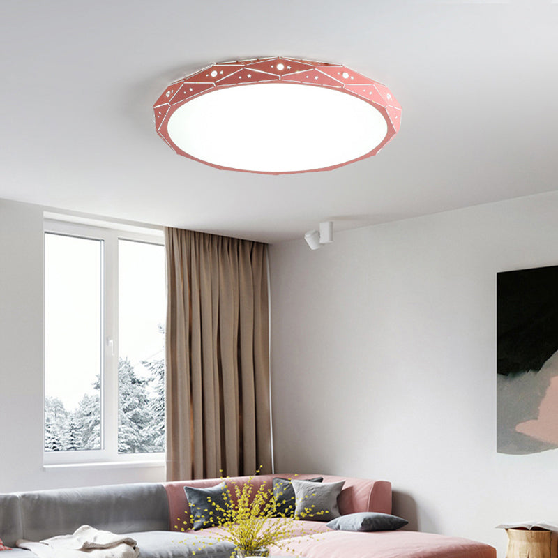 Nordic LED Flushmount Lighting Laser-Cut Round Ceiling Flush Mount Light with Acrylic Shade Pink Clearhalo 'Ceiling Lights' 'Close To Ceiling Lights' 'Close to ceiling' 'Flush mount' Lighting' 2010941