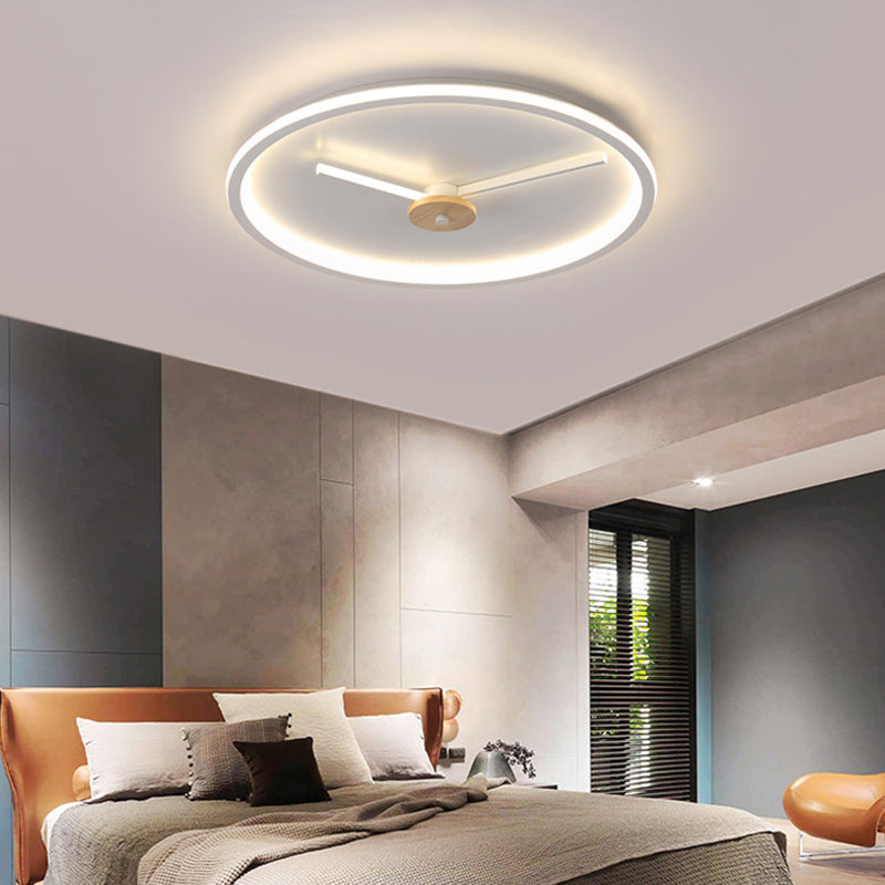 Clock Shaped Flush Mount Lamp Simple Acrylic LED Bedroom Close to Ceiling Light White Clearhalo 'Ceiling Lights' 'Close To Ceiling Lights' 'Close to ceiling' 'Flush mount' Lighting' 2010942