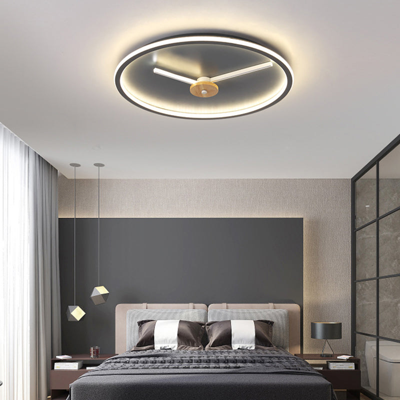 Clock Shaped Flush Mount Lamp Simple Acrylic LED Bedroom Close to Ceiling Light Grey Clearhalo 'Ceiling Lights' 'Close To Ceiling Lights' 'Close to ceiling' 'Flush mount' Lighting' 2010947