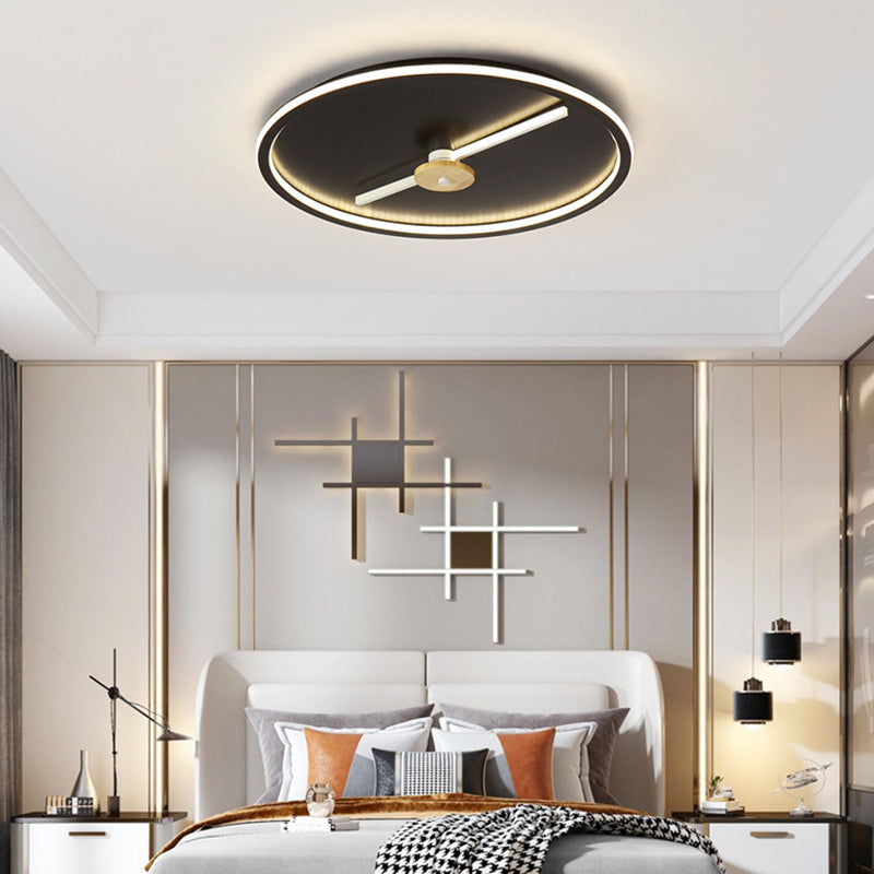 Clock Shaped Flush Mount Lamp Simple Acrylic LED Bedroom Close to Ceiling Light Black Clearhalo 'Ceiling Lights' 'Close To Ceiling Lights' 'Close to ceiling' 'Flush mount' Lighting' 2010949