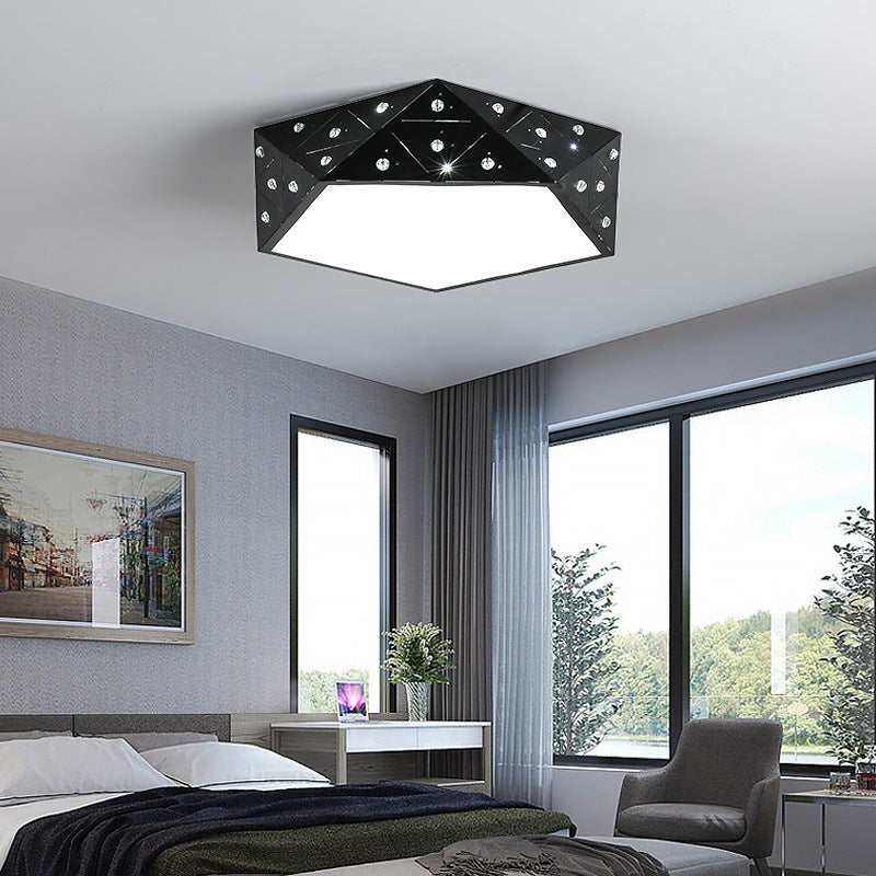 Macaron Pentagon Flush Mount Fixture Acrylic Living Room LED Ceiling Lighting with Hollow-out Design Black Clearhalo 'Ceiling Lights' 'Close To Ceiling Lights' 'Close to ceiling' 'Flush mount' Lighting' 2010956
