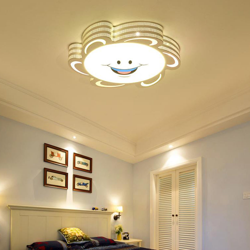 Simplicity Sun Shaped Ceiling Fixture Acrylic Girls Bedroom LED Flush Mount Lamp Yellow Clearhalo 'Ceiling Lights' 'Close To Ceiling Lights' 'Close to ceiling' 'Flush mount' Lighting' 2011012
