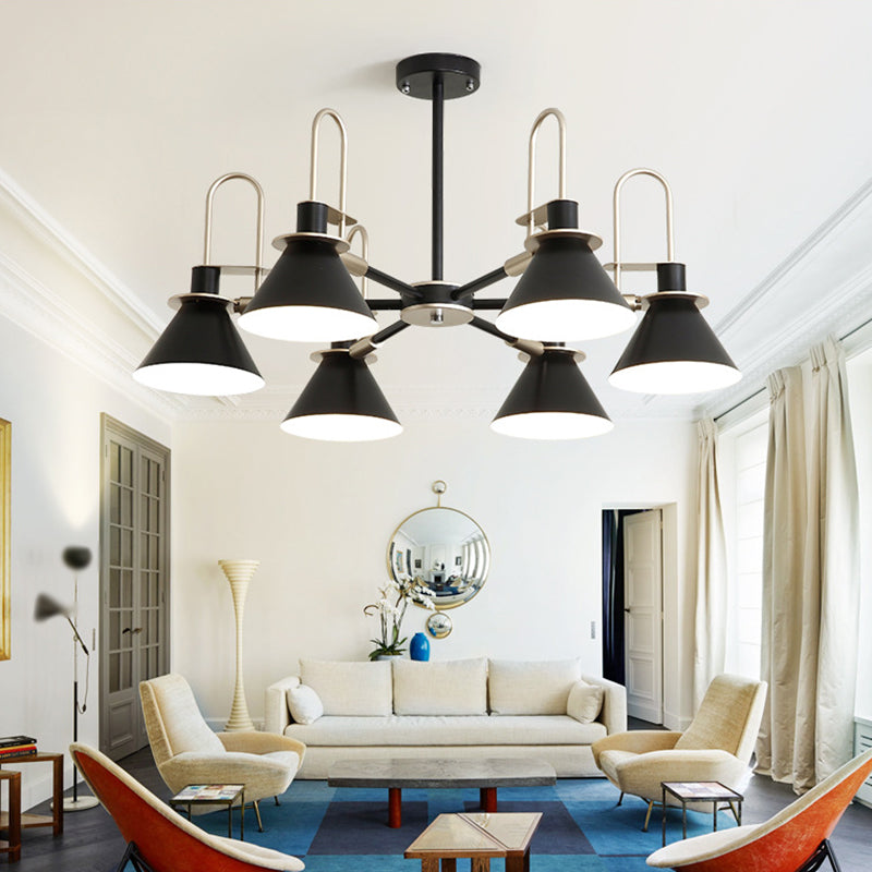 Trump Metal Hanging Chandelier Modernist Suspension Pendant Light with Radial Design for Bedroom 6 Black Clearhalo 'Ceiling Lights' 'Chandeliers' 'Modern Chandeliers' 'Modern' Lighting' 2011029