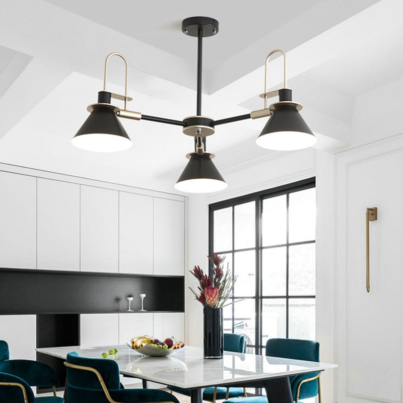 Trump Metal Hanging Chandelier Modernist Suspension Pendant Light with Radial Design for Bedroom 3 Black Clearhalo 'Ceiling Lights' 'Chandeliers' 'Modern Chandeliers' 'Modern' Lighting' 2011030