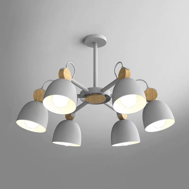 Dome Metal Semi Flush Light Modern Wood Close to Ceiling Lighting with Adjustable Joint 6 Grey Clearhalo 'Ceiling Lights' 'Close To Ceiling Lights' 'Close to ceiling' 'Semi-flushmount' Lighting' 2011048