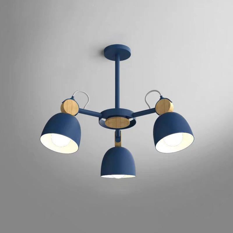 Dome Metal Semi Flush Light Modern Wood Close to Ceiling Lighting with Adjustable Joint 3 Blue Clearhalo 'Ceiling Lights' 'Close To Ceiling Lights' 'Close to ceiling' 'Semi-flushmount' Lighting' 2011051