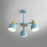 Dome Metal Semi Flush Light Modern Wood Close to Ceiling Lighting with Adjustable Joint 3 Light Blue Clearhalo 'Ceiling Lights' 'Close To Ceiling Lights' 'Close to ceiling' 'Semi-flushmount' Lighting' 2011053