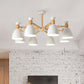 Metal Flared Semi-Flush Mount Contemporary Ceiling Light with Wood Arm for Living Room 8 White Clearhalo 'Ceiling Lights' 'Close To Ceiling Lights' 'Close to ceiling' 'Semi-flushmount' Lighting' 2011064