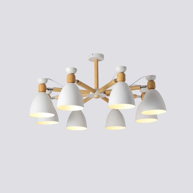 Metal Flared Semi-Flush Mount Contemporary Ceiling Light with Wood Arm for Living Room Clearhalo 'Ceiling Lights' 'Close To Ceiling Lights' 'Close to ceiling' 'Semi-flushmount' Lighting' 2011065