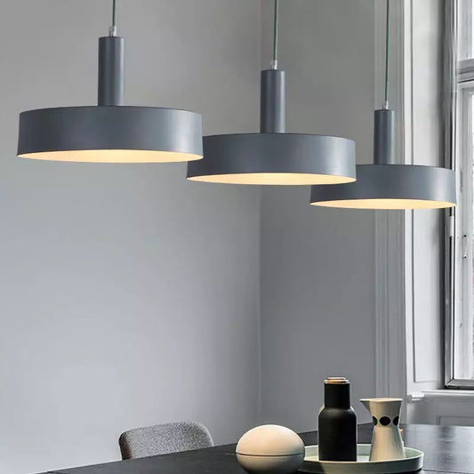 Round Bedroom Drop Lamp Metallic 1-Head Contemporary Hanging Ceiling Light Grey Clearhalo 'Ceiling Lights' 'Modern Pendants' 'Modern' 'Pendant Lights' 'Pendants' Lighting' 2011083