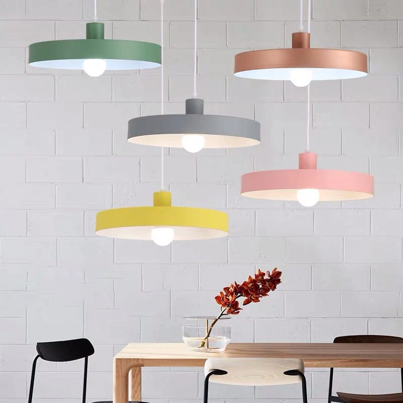 1 Head Dining Room Pendant Light Simple Hanging Lamp Kit with Pot Lid Metal Shade Clearhalo 'Ceiling Lights' 'Modern Pendants' 'Modern' 'Pendant Lights' 'Pendants' Lighting' 2011092