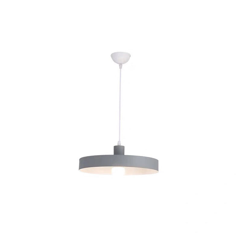 1 Head Dining Room Pendant Light Simple Hanging Lamp Kit with Pot Lid Metal Shade Grey Clearhalo 'Ceiling Lights' 'Modern Pendants' 'Modern' 'Pendant Lights' 'Pendants' Lighting' 2011094