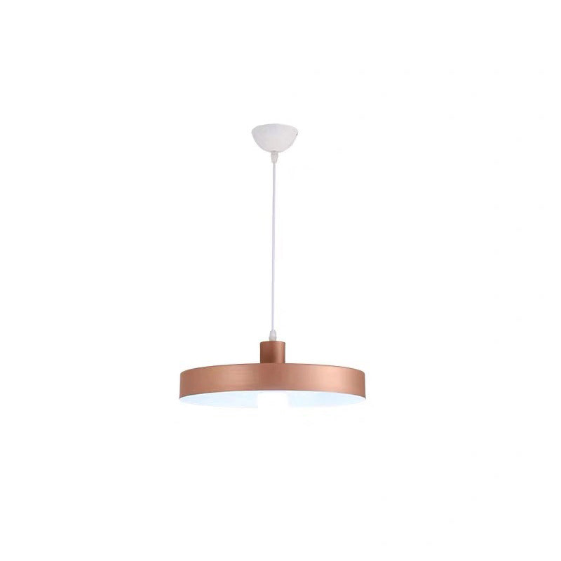 1 Head Dining Room Pendant Light Simple Hanging Lamp Kit with Pot Lid Metal Shade Rose Gold Clearhalo 'Ceiling Lights' 'Modern Pendants' 'Modern' 'Pendant Lights' 'Pendants' Lighting' 2011098