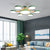 Wood Radial Ceiling Light Contemporary 7 Bulbs Semi Flush Mount Lighting with Round Acrylic Shade 7 Green Clearhalo 'Ceiling Lights' 'Close To Ceiling Lights' 'Close to ceiling' 'Semi-flushmount' Lighting' 2011129