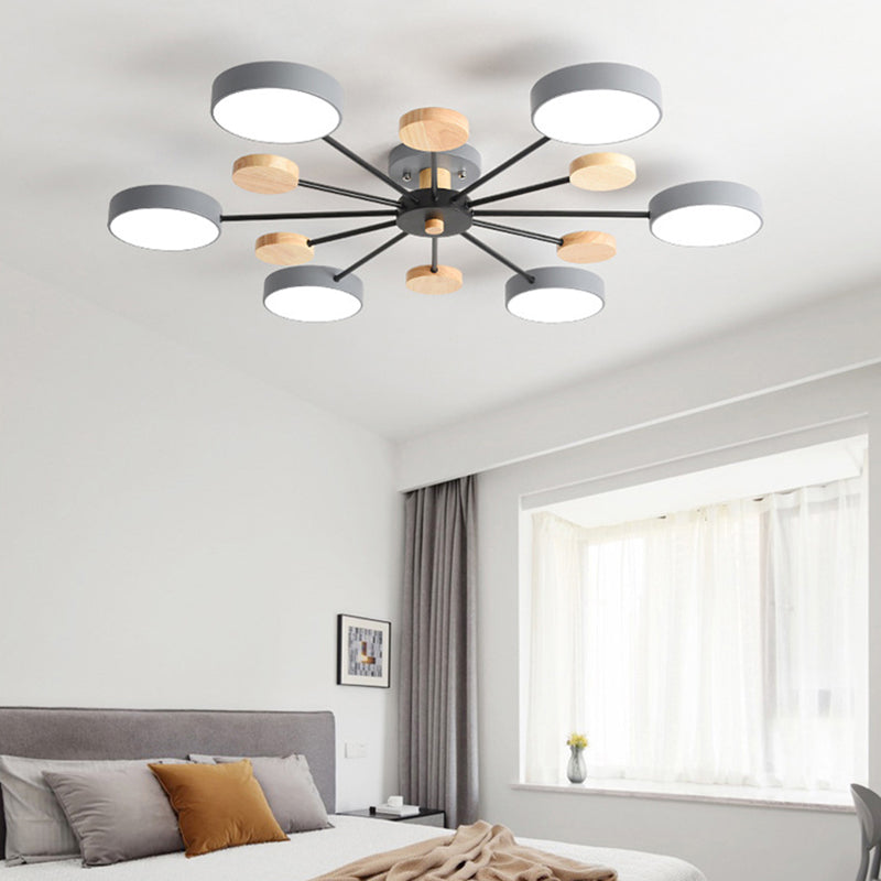 Branching Semi Flush Mount Light Simple Acrylic Bedroom Wood Close to Ceiling Lamp 6 Grey Clearhalo 'Ceiling Lights' 'Close To Ceiling Lights' 'Close to ceiling' 'Semi-flushmount' Lighting' 2011150