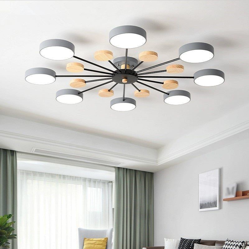 Branching Semi Flush Mount Light Simple Acrylic Bedroom Wood Close to Ceiling Lamp 8 Grey Clearhalo 'Ceiling Lights' 'Close To Ceiling Lights' 'Close to ceiling' 'Semi-flushmount' Lighting' 2011151