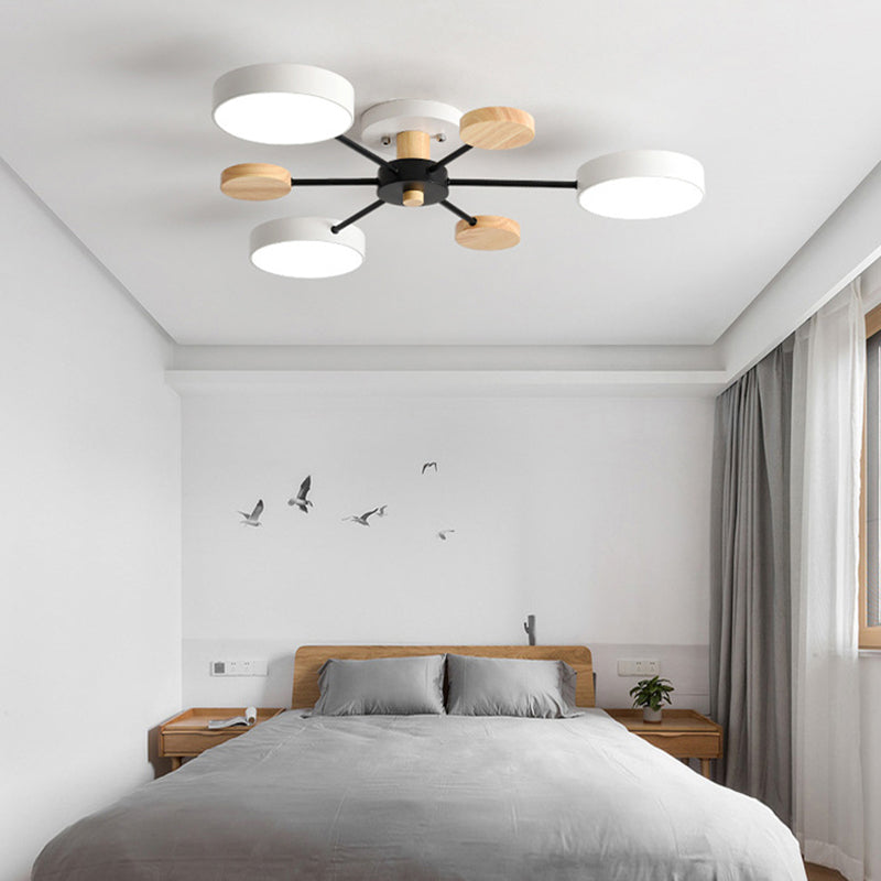 Branching Semi Flush Mount Light Simple Acrylic Bedroom Wood Close to Ceiling Lamp 3 White Clearhalo 'Ceiling Lights' 'Close To Ceiling Lights' 'Close to ceiling' 'Semi-flushmount' Lighting' 2011153