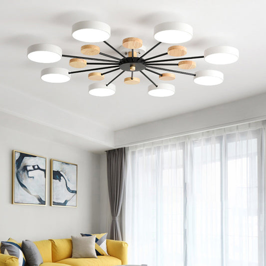 Branching Semi Flush Mount Light Simple Acrylic Bedroom Wood Close to Ceiling Lamp 8 White Clearhalo 'Ceiling Lights' 'Close To Ceiling Lights' 'Close to ceiling' 'Semi-flushmount' Lighting' 2011155