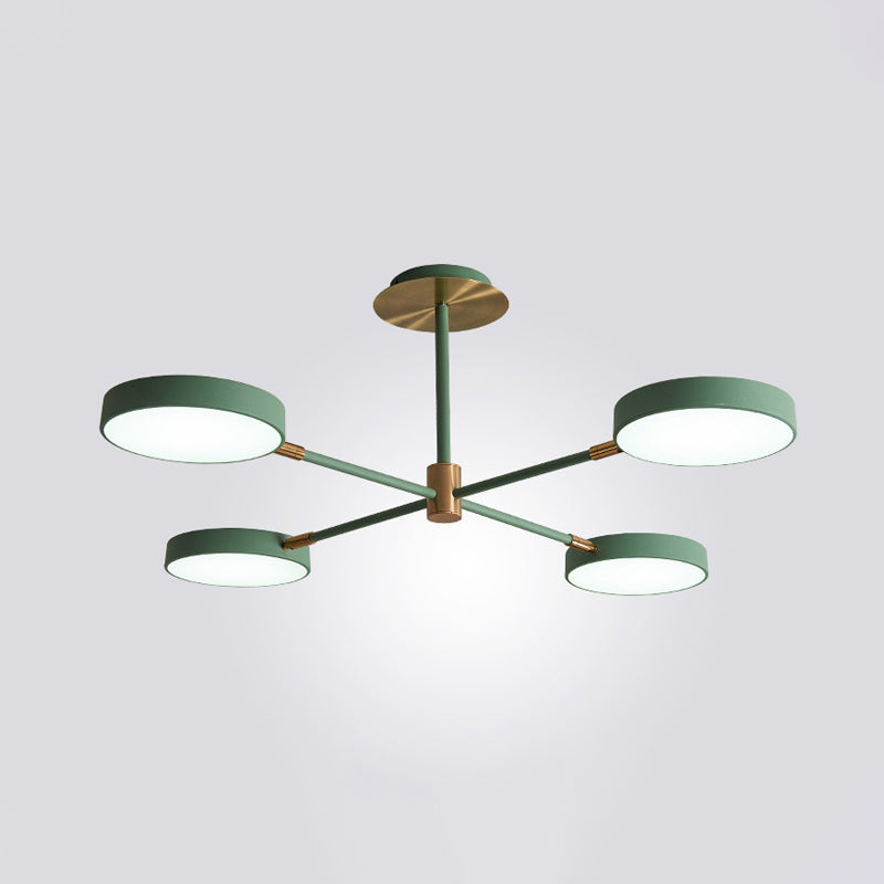 Acrylic Drum Pendant Chandelier Contemporary Suspension Lighting Fixture with Sputnik Design 4 Green Clearhalo 'Ceiling Lights' 'Chandeliers' 'Modern Chandeliers' 'Modern' Lighting' 2011168
