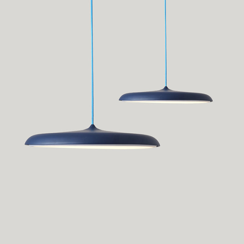 Saucer Metal Suspension Light Contemporary LED Hanging Lighting for Dining Room Blue Clearhalo 'Ceiling Lights' 'Modern Pendants' 'Modern' 'Pendant Lights' 'Pendants' Lighting' 2011173