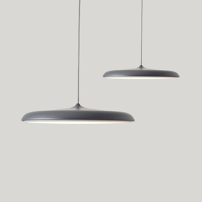 Saucer Metal Suspension Light Contemporary LED Hanging Lighting for Dining Room Grey Clearhalo 'Ceiling Lights' 'Modern Pendants' 'Modern' 'Pendant Lights' 'Pendants' Lighting' 2011174