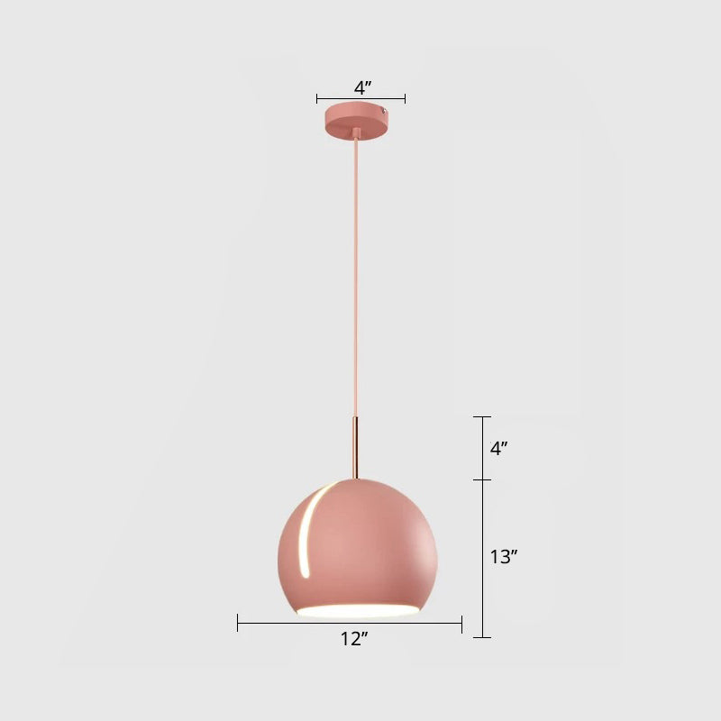 1-Head Dining Room Pendant Light Kit Minimalist Hanging Lamp with Slit Globe Metal Shade Clearhalo 'Ceiling Lights' 'Modern Pendants' 'Modern' 'Pendant Lights' 'Pendants' Lighting' 2011230