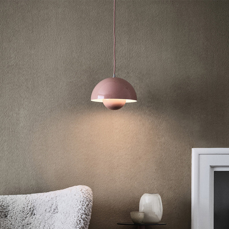 Dome Metal Pendant Lighting Modernist 1 Light Hanging Light Fixture with Inner Orb Shade for Living Room Clearhalo 'Ceiling Lights' 'Modern Pendants' 'Modern' 'Pendant Lights' 'Pendants' Lighting' 2011232