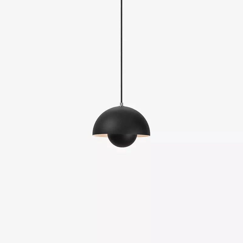 Dome Metal Pendant Lighting Modernist 1 Light Hanging Light Fixture with Inner Orb Shade for Living Room Black Clearhalo 'Ceiling Lights' 'Modern Pendants' 'Modern' 'Pendant Lights' 'Pendants' Lighting' 2011236