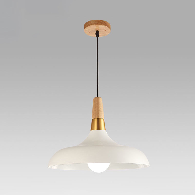 Metal Barn Pendant Light Fixture Modernity 1 Light Ceiling Suspension Lamp with Wood Grip Clearhalo 'Ceiling Lights' 'Modern Pendants' 'Modern' 'Pendant Lights' 'Pendants' Lighting' 2011288