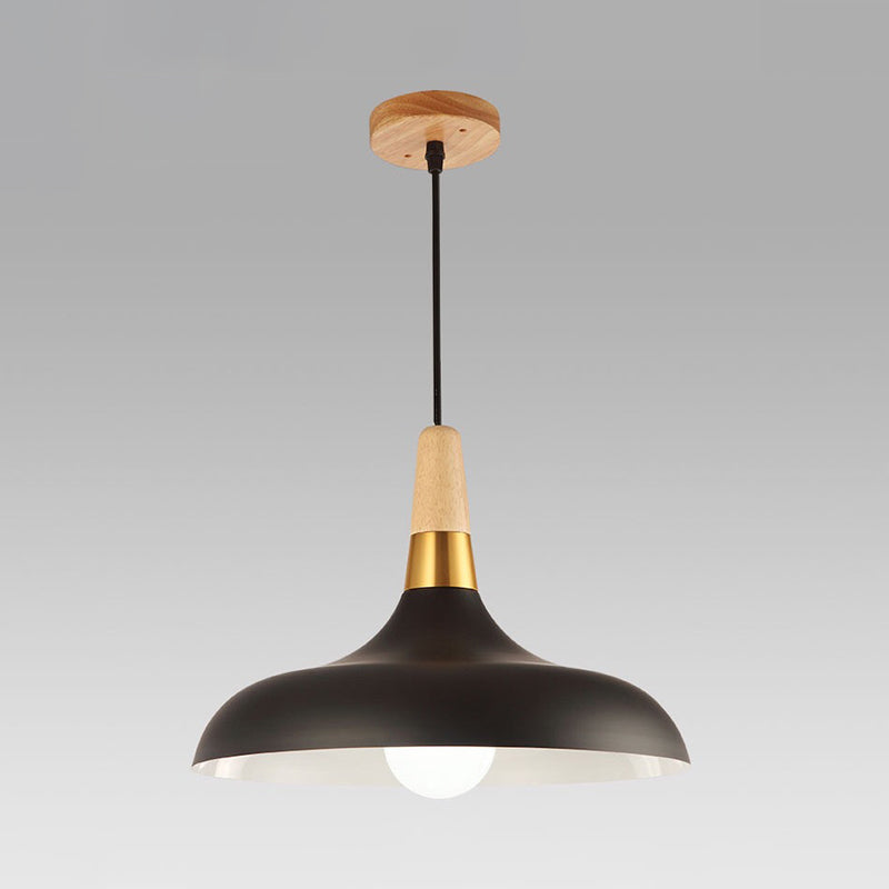 Metal Barn Pendant Light Fixture Modernity 1 Light Ceiling Suspension Lamp with Wood Grip Clearhalo 'Ceiling Lights' 'Modern Pendants' 'Modern' 'Pendant Lights' 'Pendants' Lighting' 2011291